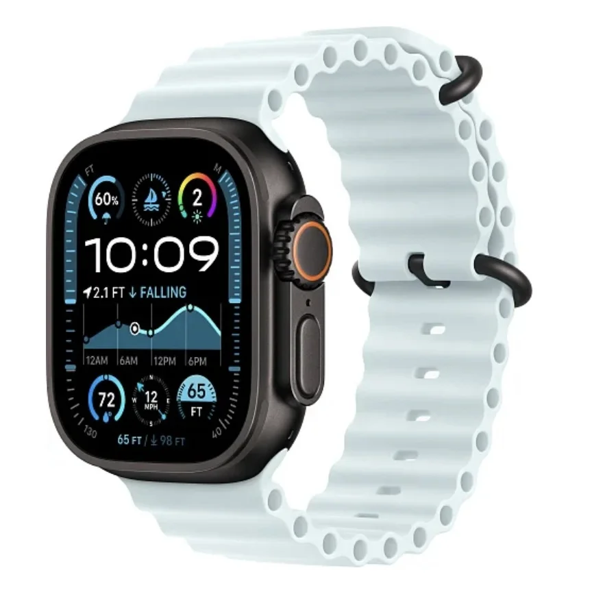 Apple Watch Ultra 2 2024 49 мм, корпус из черного титана, ремешок Ocean голубого цвета